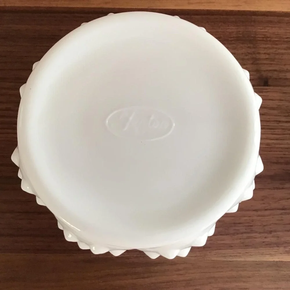 Fenton White Milk Glass Hobnail Canister Butterfly Lid Candy Dish Vintage Jar 6